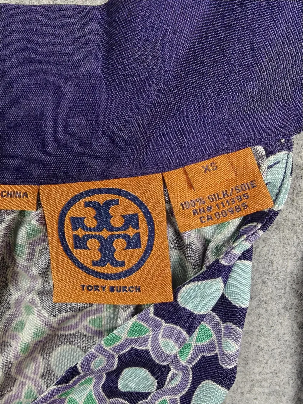Tory Burch Tank Top Womens XS Purple Silk Halter Camisole Geometric Print